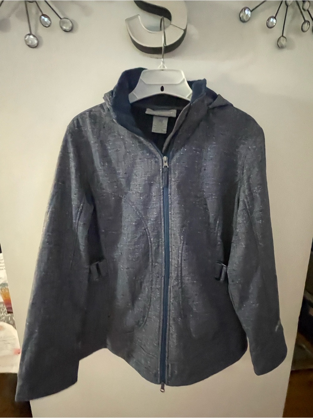 Free Country Navy Hooded Zip Jacket for Women Lg